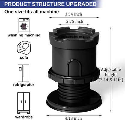 4Pcs Anti Vibration Pads for Washing Machine, Reduce Washer Dryer Moving | Washer and Dryer Pedestals,Prevents Noise Vibration Transfer, Antivibration Stabilizer Support Feet (Increase1.8in)