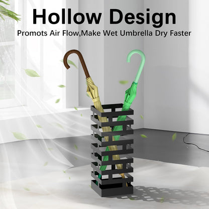 Invech 23 Inch Umbrella Holder for Indoor Entryway, Large Metal Umbrella Stand with Removable Water Tray and Hooks, Umbrella Rack Storage for Home, Office, Hotel