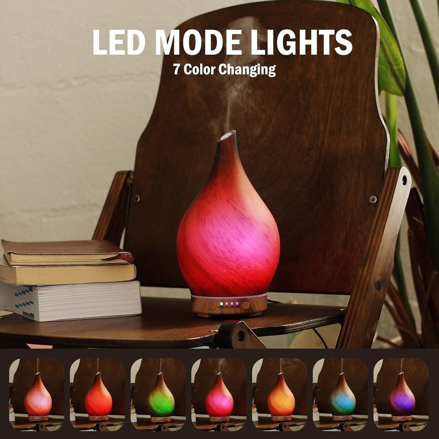 Porseme Oil Diffuser 3D Glass Aromatherapy Ultrasonic Humidifier, Air Refresh Auto Shut-Off, Timer Setting, BPA Free for Home Hotel Yoga Leisure SPA Gift 150ml Last 6H - Colors A
