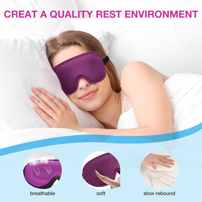 LYSIAN 3D Blackout Sleep Mask for Side Sleepers, 5 Pairs Ear Plugs, Black