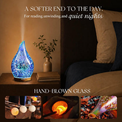 Porseme 280ml Remote Essential Oil Diffuser 3D Glass Ultrasonic Mist 7H