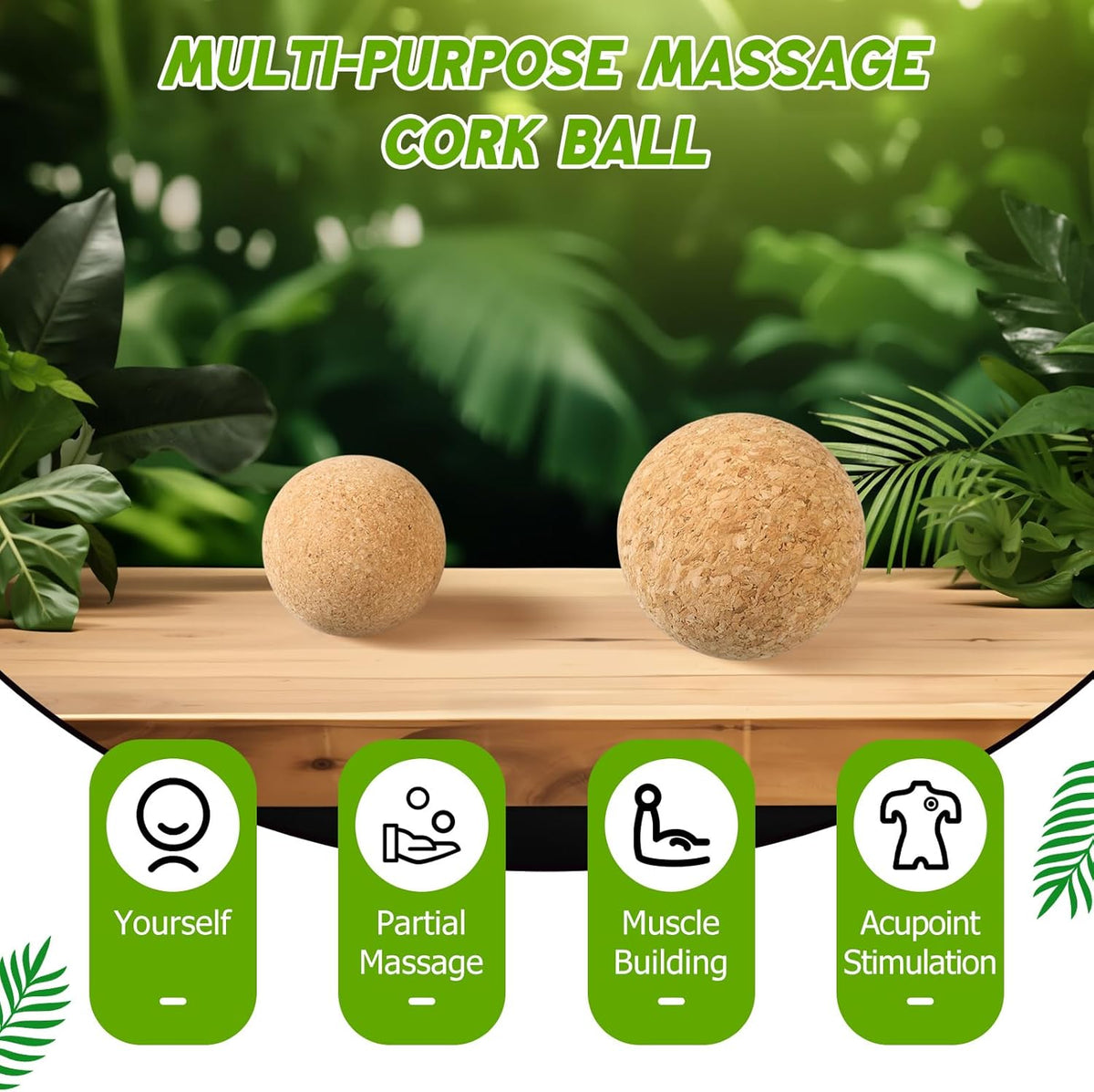 TrelaCo Cork Massage Balls Set of 2 for Fascia Release After Exercise Yoga Point Therapy Relax Muscles Relieve Stress Tools