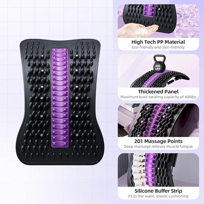 Adjustable Back Stretcher for Lower Back Stretching,Manual Spinal Decompression Board for Daily Use,Portable Lumbar Stretch Tool for Home Office & Travel.