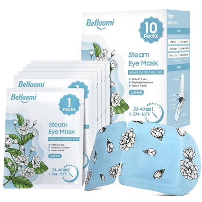 BeHoomi Steam Eye Mask, 10Packs Heated Eye Mask, Self Heating Disposable SPA Warm Compress for Eyes Sleep Mask, Travel Essentials & Relaxation Gifts for Women (Lavender Scent)