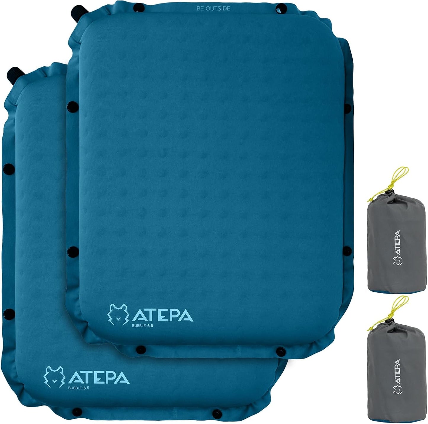 ATEPA Inflatable Seat Cushion | 2" & 2.5" foam core seat pad, Self inflating, Compact, Stadium, Airplane, Travel, Camping, Hiking, Sports events