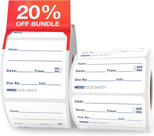 MESS Dissolvable Food Labels for Containers 1x2/2x2 400 Blank Kitchen Labels - Food Storage Labels - Removable Freezer Labels - Dissolvable Labels for Food Containers