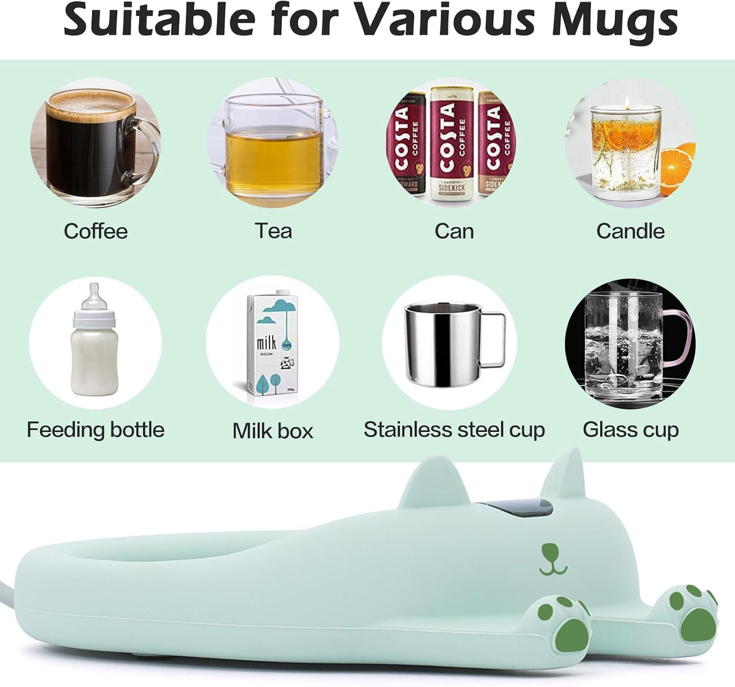 PUSEE Mug Warmer,Coffee Warmer for Desk Candle Warmer Auto Shut Off,Coffee Cup Warmer with 3 Temp Settings,Electric Beverage Warmer Plate for Coffee,Tea,Water Milk and Cocoa(Not Include Cup)