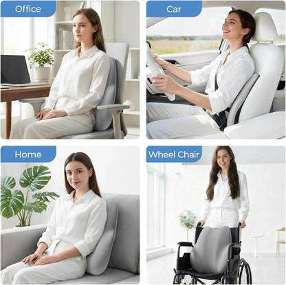 BEBAS Ergonomic Lumbar Support Pillow for Car, Memory Foam Car Back Cushion | Comfort Lumbar Pillow for Back Pain Relief, Breathable Washable Cover, Fits for Driving, Office, Wheelchair, Black