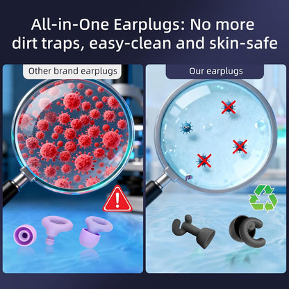Noise Cancelling Ear Plugs Sleep 50dB NRR Side Sleep Small Ear | ultra soft silicone, reusable one-piece design, 4 sizes included, portable case