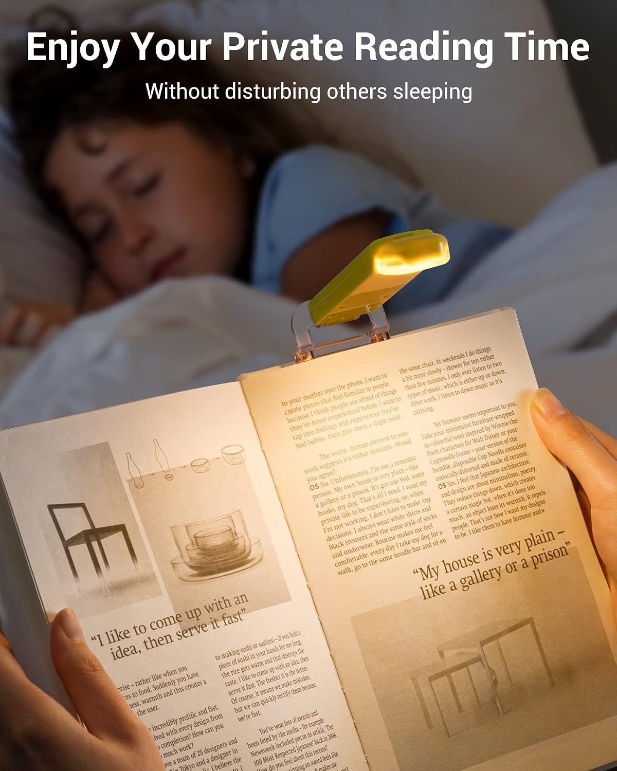 DEWENWILS USB Rechargeable Book Reading Light, 3000K Warm White, Brightness Adjustable Clip on LED Bookmark Lamp at Night in Bed, Portable Booklight for Bookworms, Kids