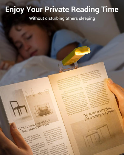 DEWENWILS USB Rechargeable Book Reading Light, 3000K Warm White, Brightness Adjustable Clip on LED Bookmark Lamp at Night in Bed, Portable Booklight for Bookworms, Kids