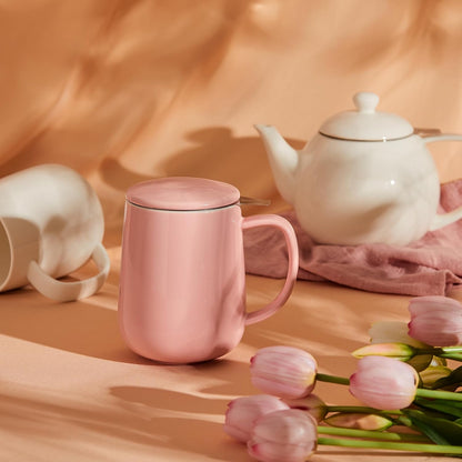 Sweese 20 OZ Porcelain Tea Mug with Infuser and Lid, Loose Leaf Tea Cup, Gifts for Tea Lover - Mint Green