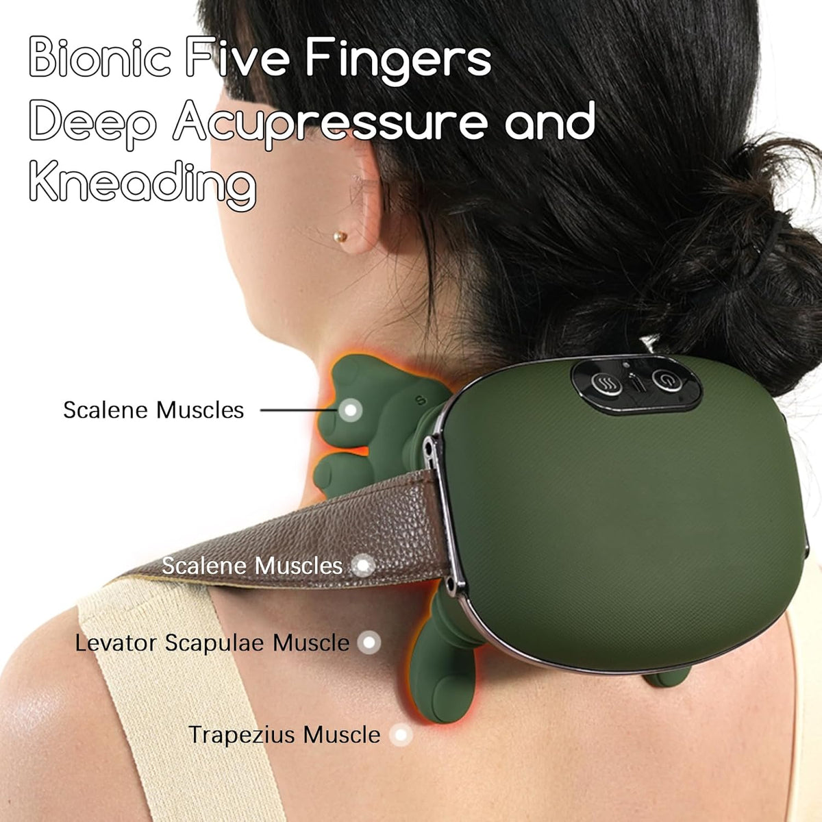 Upgraded Neck and Shoulder Massager,Professional Shiatsu Neck Massager,Portable Deep Tissue 4D Kneading with Heat,Intelligent Simulated Human Hand Design for Pain Relief and Muscle (Green)