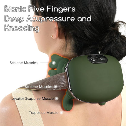 Upgraded Neck and Shoulder Massager,Professional Shiatsu Neck Massager,Portable Deep Tissue 4D Kneading with Heat,Intelligent Simulated Human Hand Design for Pain Relief and Muscle (Green)