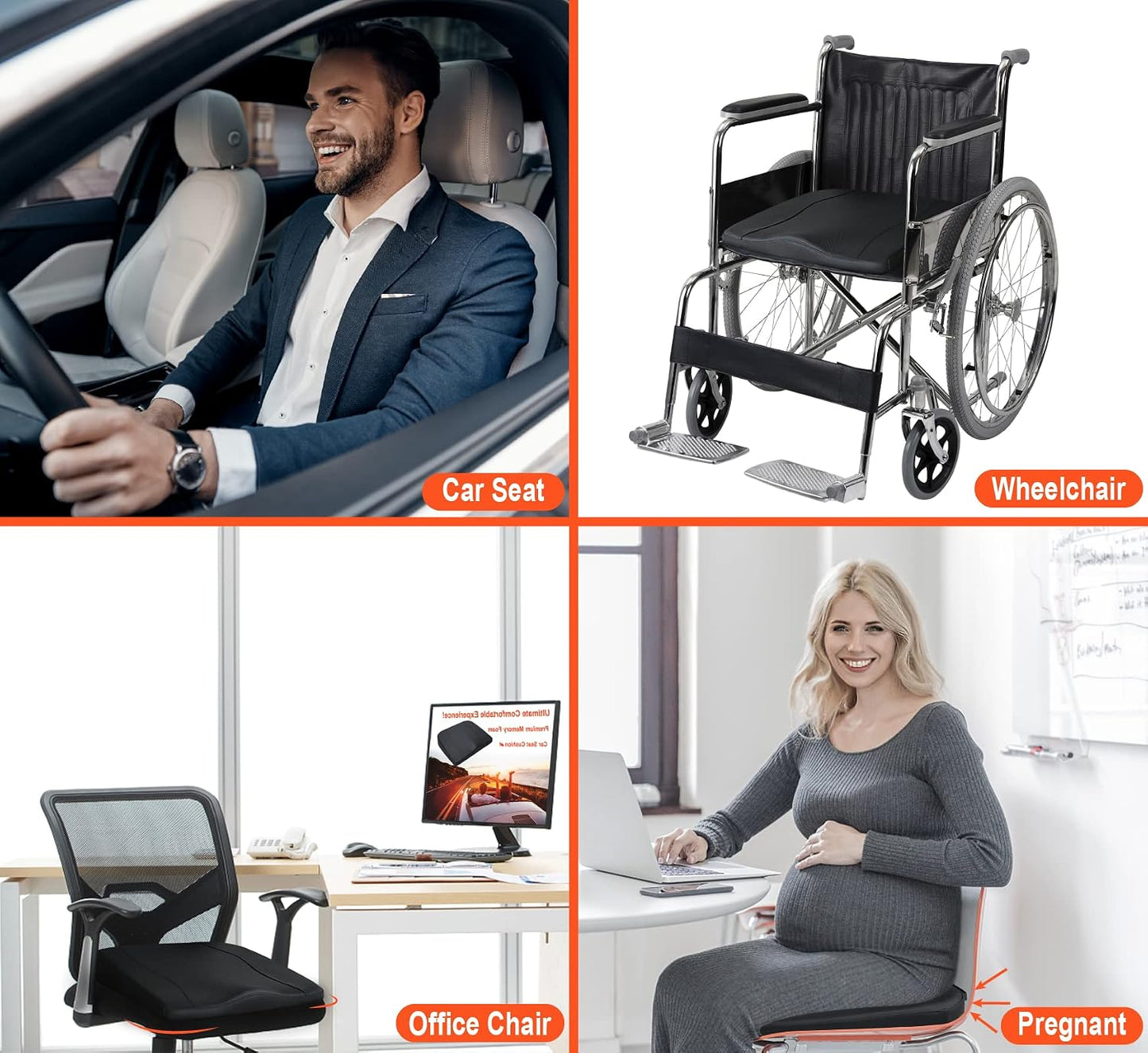 Lofty Aim Car Seat Cushion, Memory Foam Car Seat Cushions for Long Driving | Comfy Car Seat Pillow for Pain Relief, Driver Seat Cushion Adds Height, Butt Cushion for Car, Truck, Office Chair, Black