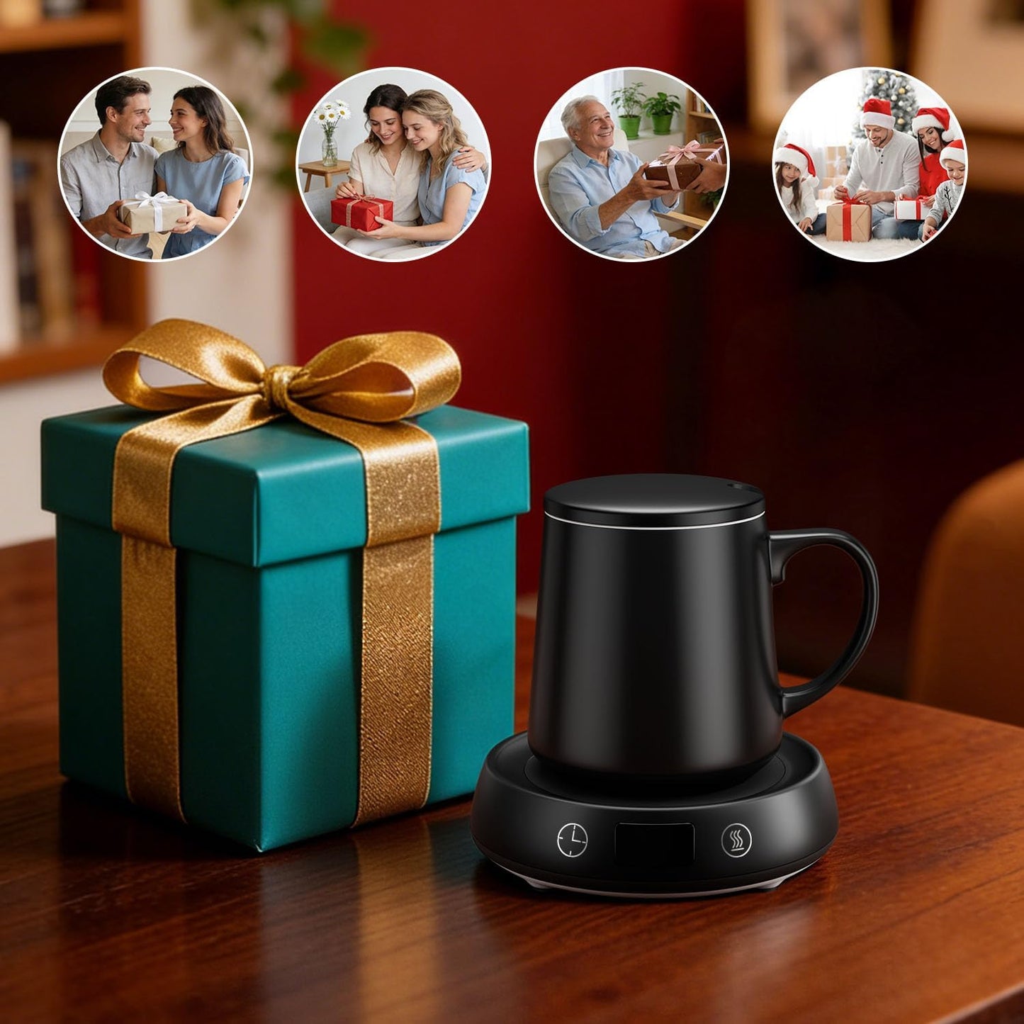 Coffee Mug Warmer Set for Desk, Smart Heated Electric Tea Cup Warmer Plate | Coffee Lover Mug and Warmer Set, Office Home Beverage Warming Candle Heater, 4-Temp Control 8H Auto Shut Off, Men Women Gift