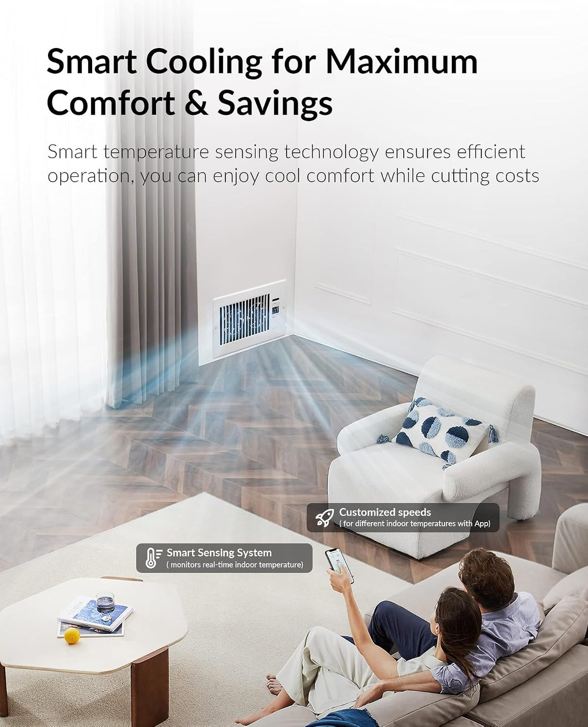 Howeall 4" x 10" Super Quiet Register Booster Fan - Upgrade Smart Register Vent with Ionizer and Dual Intelligent Thermostat Control - Heating Cooling Vent Fan Booster - Charleston Design (ORB)