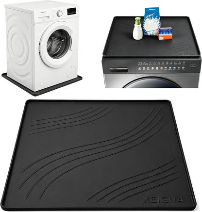 Washing Machine Pan, Drain Pan, Large 33×30/4 LBS Silicone Drain Pan, Waterproof Non-Slip Drip Tray with Raised Edge, Anti-Vibration Floor Leak Protector for Washer, Dryer and Laundry Room