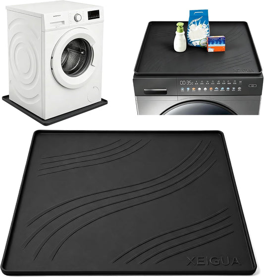 Washing Machine Pan, Drain Pan, Large 33×30/4 LBS Silicone Drain Pan, Waterproof Non-Slip Drip Tray with Raised Edge, Anti-Vibration Floor Leak Protector for Washer, Dryer and Laundry Room