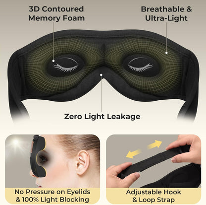 2-Pack 3D Sleep Mask with Bluetooth Headphones, Sleep Headphones, Bluetooth Sleep Eye Mask with Adjustable Hook and Loop, Ultra-Thin Stereo Speakers Perfect for Men/Women Sleeping Gifts