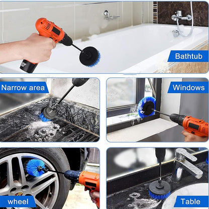 8 Pcs Drill Brush Attachment Set - Power Scrub Brush Kit | Brush Drill with Extend Long Attachmen - All Purpose Household Cleaning Brushes for Car, Grout, Floor, Tub, Bathroom