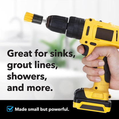 Impresa 4-Pack Drill Brush Attachment Set - Yellow, 5/8" Stiff Bristles - Efficient Cleaning, Quick-Change Shafts & Cordless Drill Fit - Versatile Tile Cleaning & Tile Grout