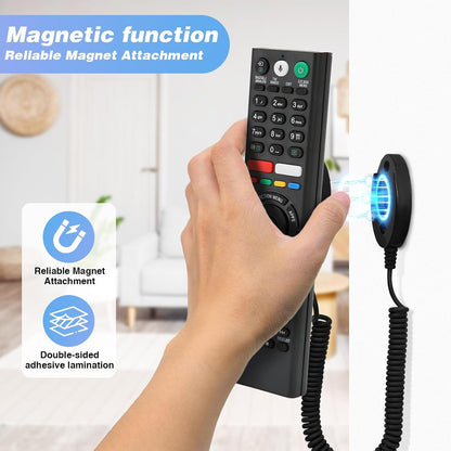Magnetic Remote Control Holder and Remote Holder with Retractable Leash, Wall Mount for TV Remote, Couch and Bedside, No Drill Adhesive Pad, 2 Pack Black
