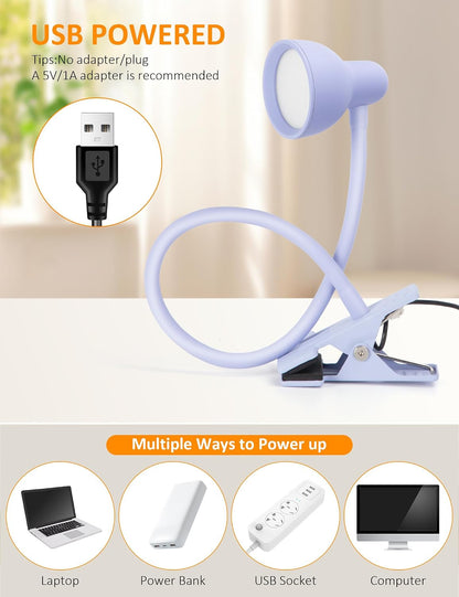 Clip on Reading Light for Bed 3 Color Modes Teal