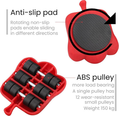 Heavy Duty Furniture Lifter with 4 Sliders for Easy and Safe Moving, Appliance Roller Suitable for Sofas, Couches and Refrigerators, Adjustable Height