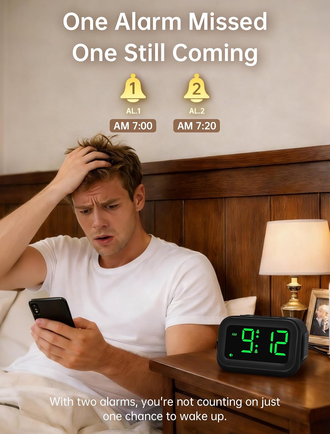 AuroraCalm Extra Loud Alarm Clock: 115dB On-Time Wake-Up