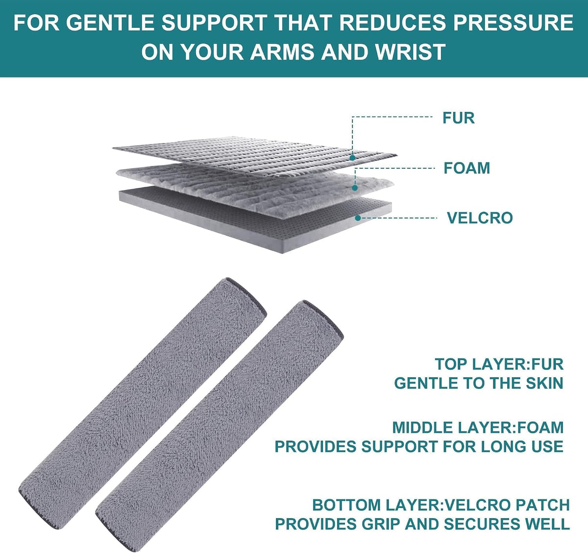 Small Office Chair Arm Covers Protectors, 2-Pack Chair Arm Pads with Straps