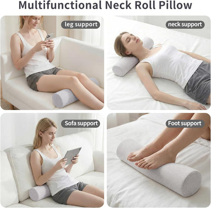 iYKYK Cervical Neck Support Foam Round Pillow for Sleeping and Pain Relief, Memory Foam Body Positioner (Dark Gray)
