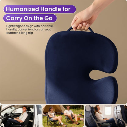ZZ-WELL Seat Cushions for Office Chairs, Coccyx Cushion for Tailbone Pain, Memory Foam Butt Pillows for Computer Gaming Chair, Patented Pressure Relief Design Chair Cushion (Light Grey, XX-Large)