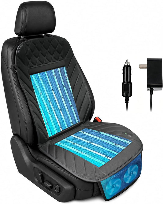 2026 Upgraded Ventilated Seat Cushion, 12V-24V Cooling Car Seat Cover for Front Seat, Cooled Seat Pad for Office Chair Sofa Car SUV Truck Universal Fit, Classic Black