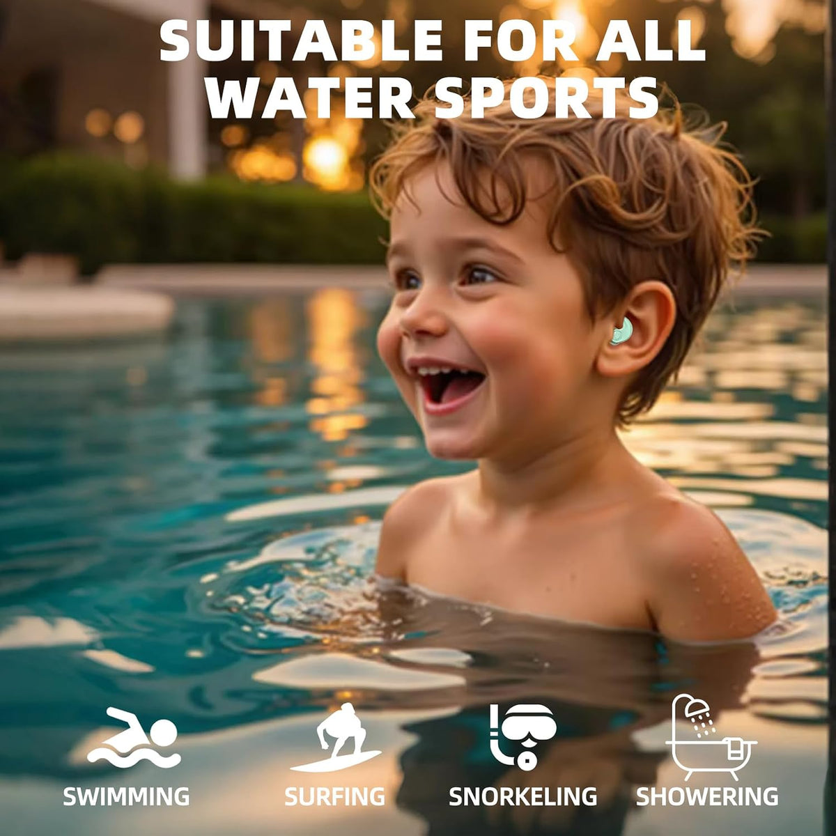 Waterproof Swimming Ear Plugs for Adults Kids, 3 Pairs Soft Silicone