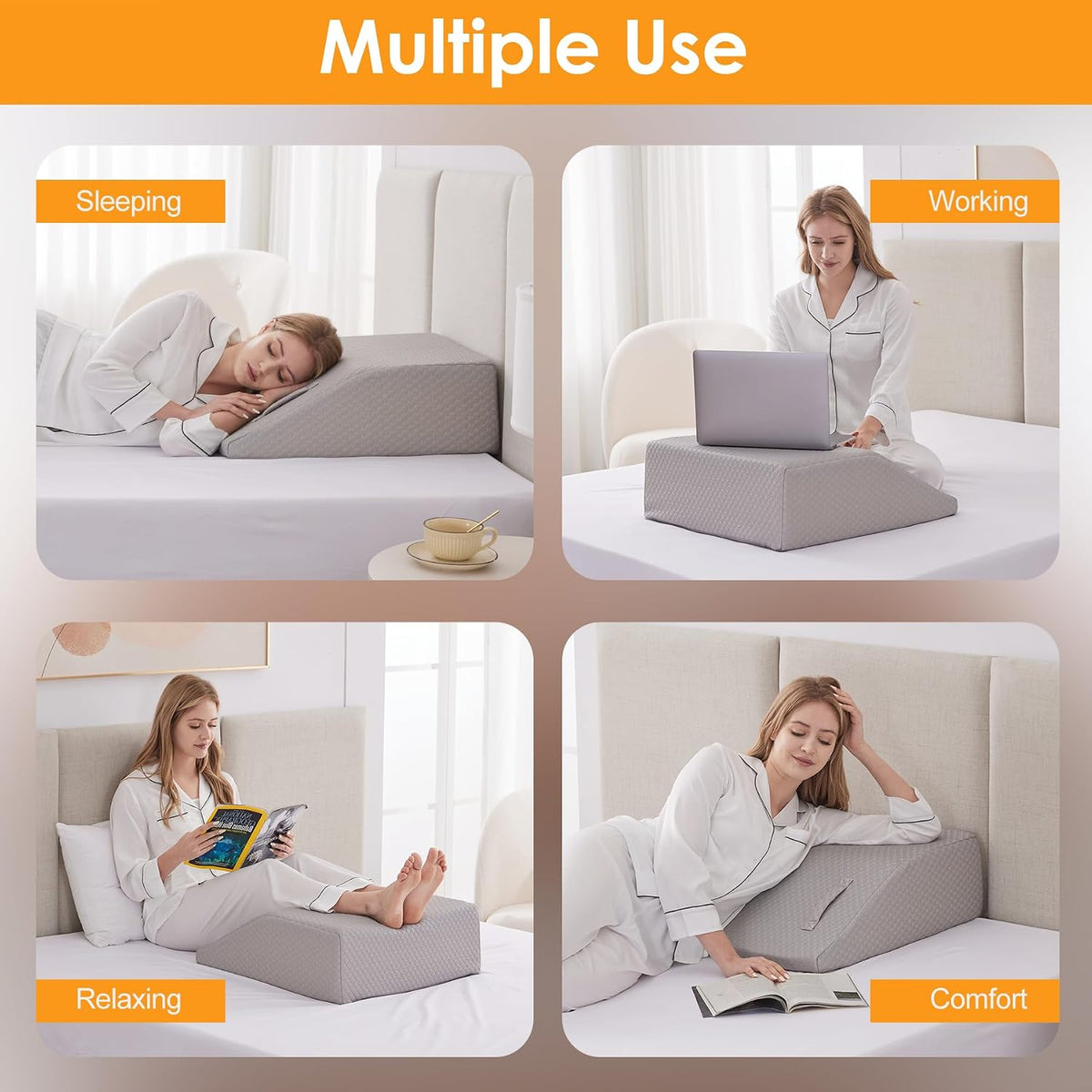 Ruqmuis Leg Elevation Pillow for After Surgery, 10inch Foam Leg Elevating Pillow for Swelling and Blood Circulation, Leg Wedge Pillow for Sleeping, Knee Pillow for Knee Hip Ankle Pain Relief, Velvet