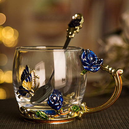 Luka Tech 35OZ Enamel Glass Flower Teapot Gifts For Women