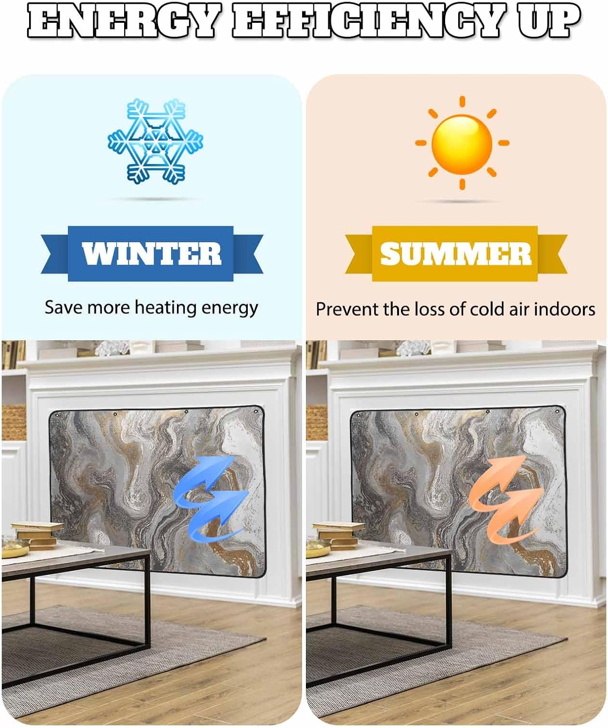 Magnetic Fireplace Cover Sage Green Marble Fireplace Screen Decorative Abstract Fluid Art Insulation Fireplaces Blocker Blanket Save Energy Fireplaces Draft Stopper Covers for Living Room 36x30 Inch