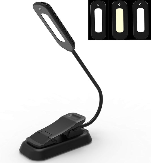 PERFECTDAY USB Rechargeable Book Light, 12 LED Reading Lamp with 3 Brightness Levels, Eye-Friendly Night Light for Reading