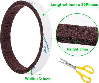 Felt Strips with Adhesive Backing, Felt Tape with Adhesive Backing, Felt Furniture Strips 2 Pack Roll 1/2x 60 Inches Black, Felt Strips for Furniture
