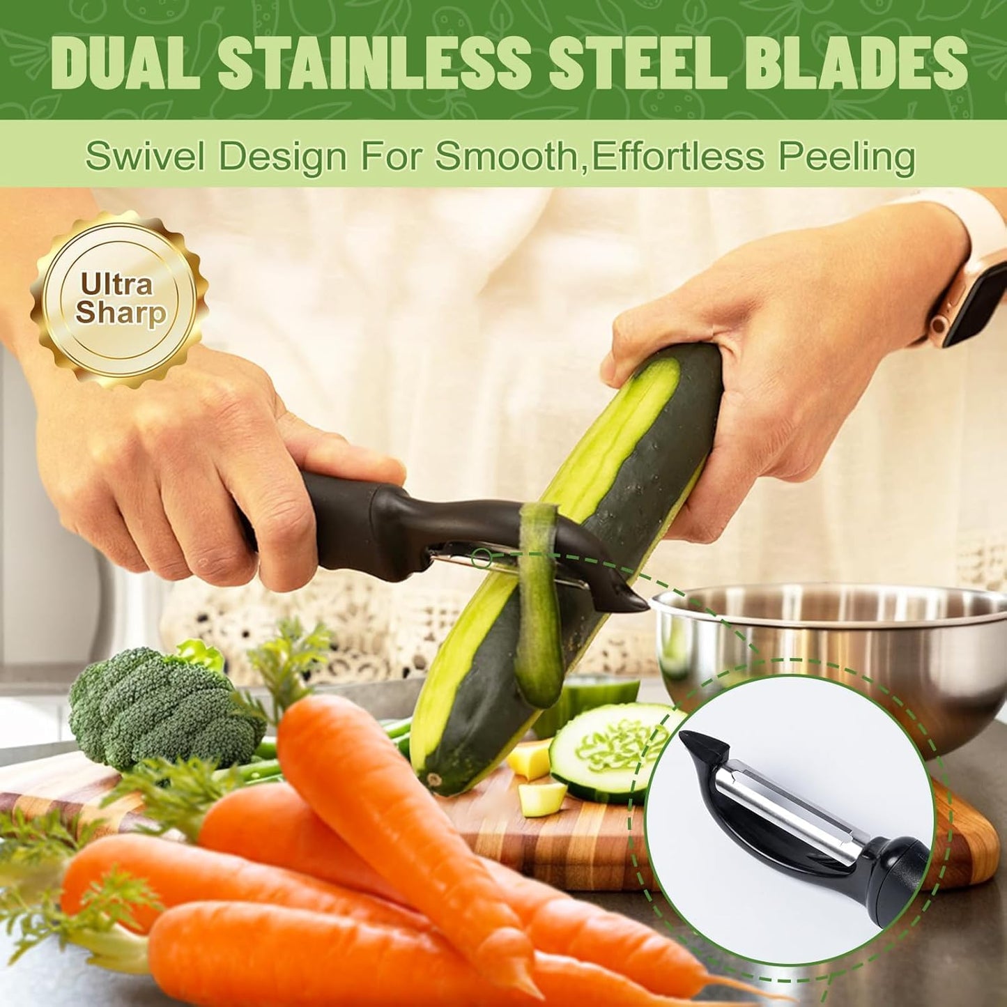 Vegetable peeler for kitchen - Peelers for kitchen stainless steel - Stainless steel left handed Vegetable Peeler- Potato peeler