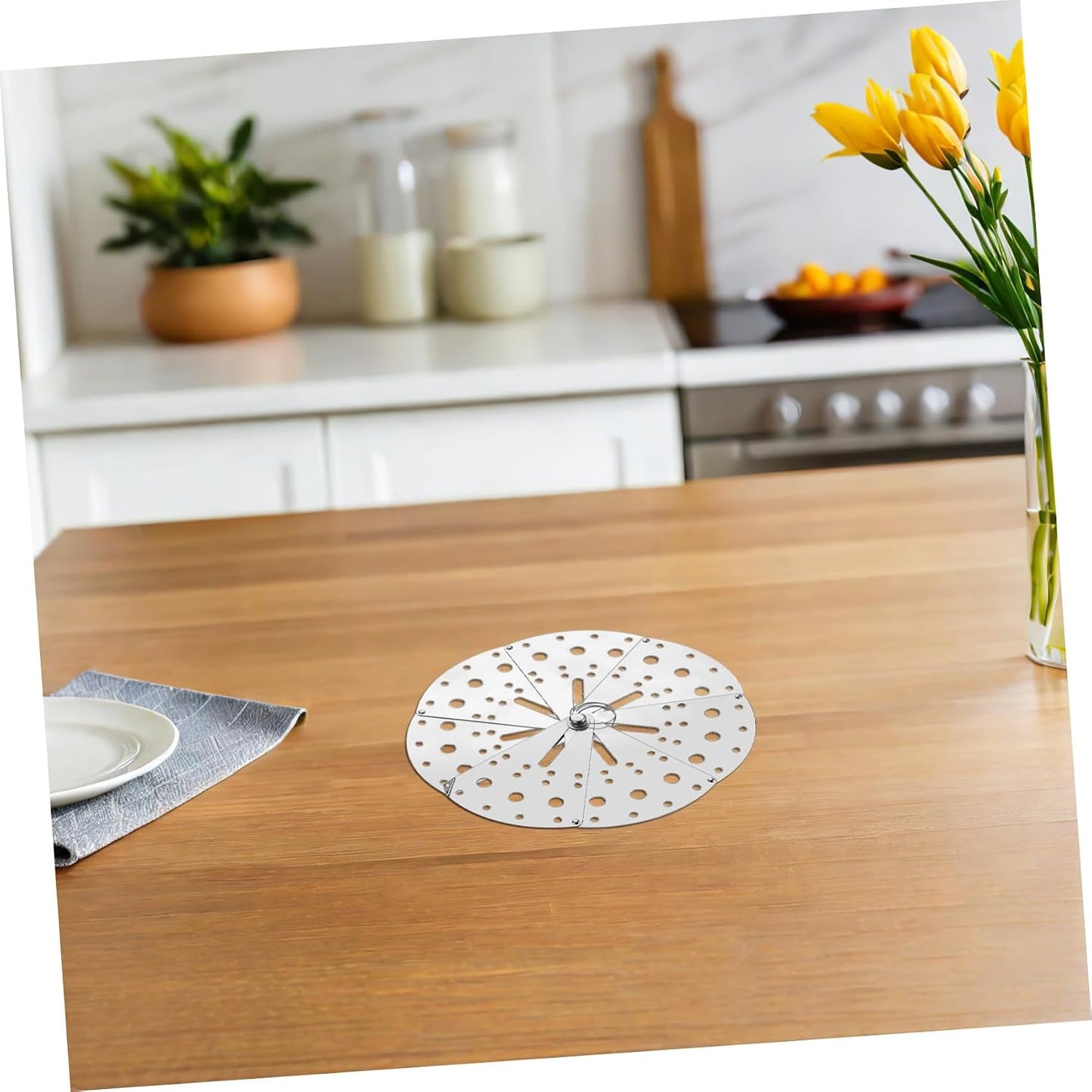 Stainless Steel Adjustable Spill Stopper Lid Multi-function Kitchen Overflow Cover Strainer Lid Anti-spill Household Pot Pan Accessory for Cooking