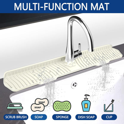 Kitchen Sink Splash Guard Gen2-30" x 6'' Silicone Sink Mat Splash Guard fit for Countertop, Bathroom,Farmhouse,RV by EBIGIC (Grey)