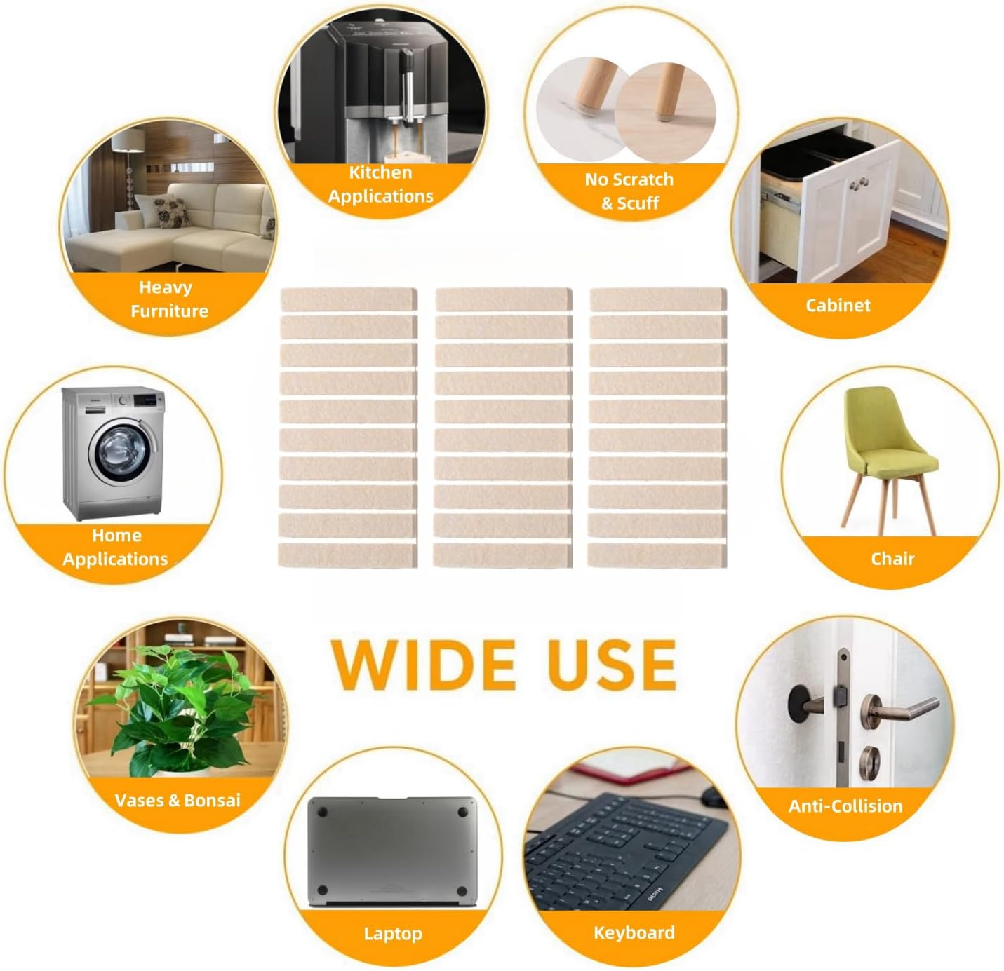 Felt Pads Small 3/8" Felt Pads for Cabinet Doors Bumpers, Cabinet Cushion Dots Felt Cabinet Door Stops, Self Adhesive Thick Bumper Pads to Protect Surfaces -Anti Scratch 234 Pcs Round Brown