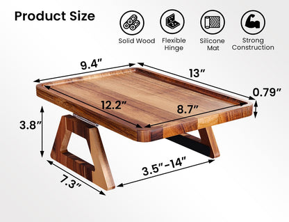 2 Packs Acacia Wood Couch Arm Tray，Folding Sofa Armrest Table | Clip-On Couch Desk,Foldable, Non-slip,No Assembly，for Drinks Snacks Phone，Remote Control