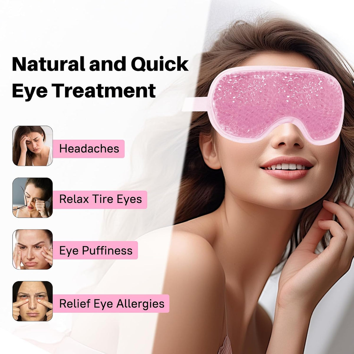 Cooling Eye Mask with Gel Bead 2 Pack Gel Eye Mask Cold Eye Mask for Relaxtion,Puffy Eyes Reusable Cold & Warm Compress for Puffiness,Dry Eyes,Headaches,Migraines,Stress Relief,Post Surgery