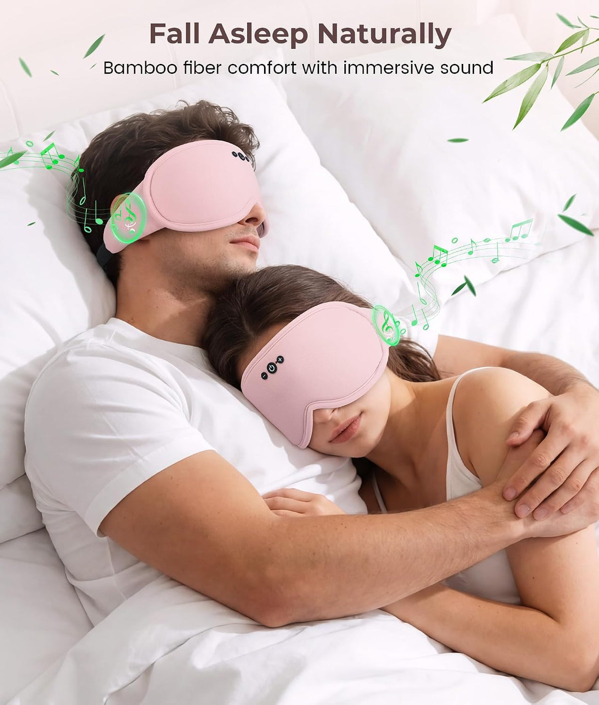 MUSICOZY Bluetooth Sleep Mask Headphones, 3D Blackout Bamboo Fiber