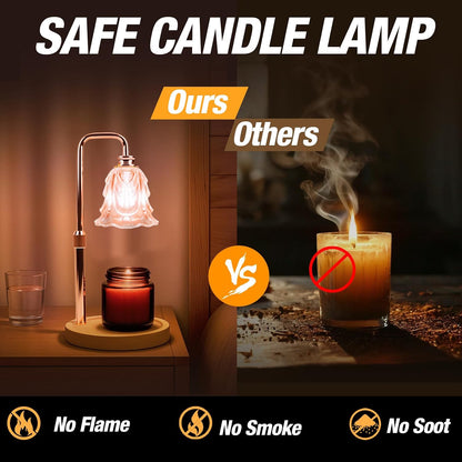 Candle Warmer Lamp with Timer and Dimmer, Electric Wax Warmers for Scented Candles with 5 Brightness Settings, Anti-Glare Lamp with Adjustable Height, Home Decor, Gift for Birthday, Valentines