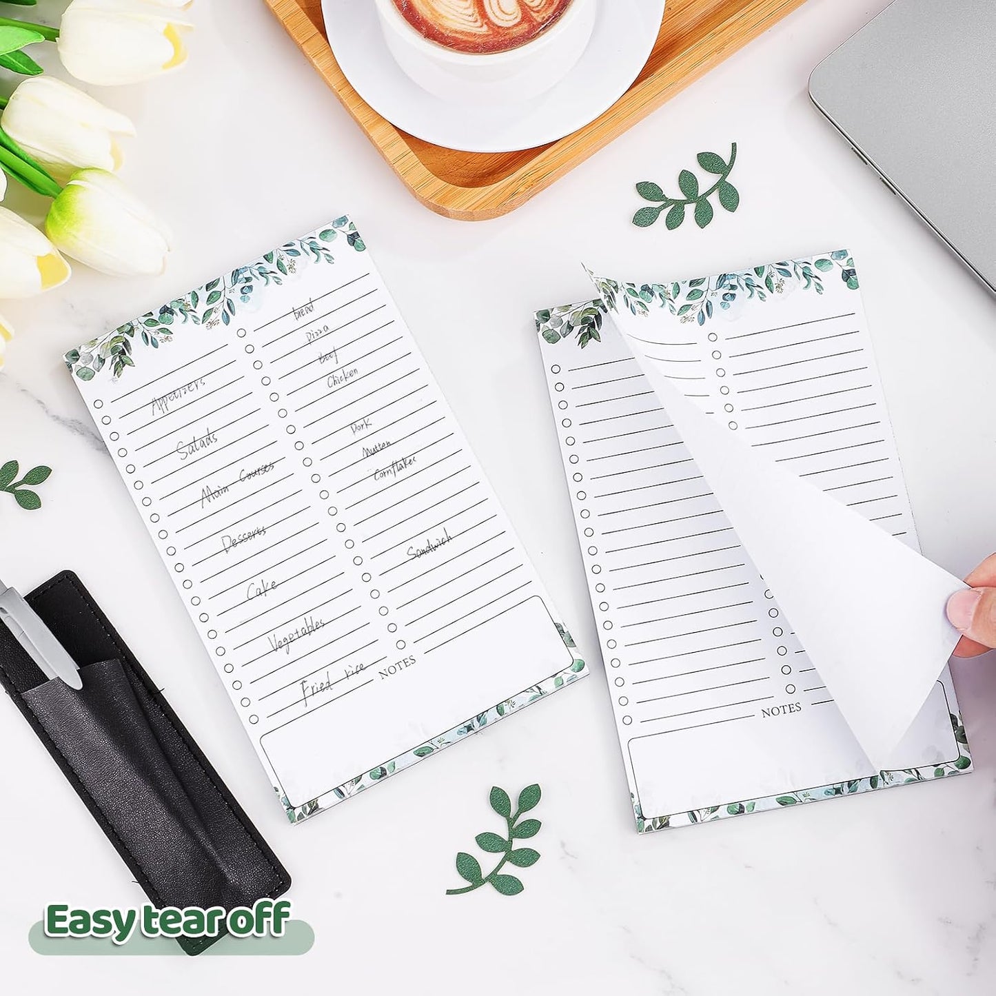 Thboxes 2 Pack Grocery List Magnet Pad for Fridge, 120 Sheets, Pen Holder | 4.5x7.5In Magnetic Grocery List Pad for Fridge, Full Back Shopping Checklist, Notepad for Kitchen, Home Office, Parents, Kids