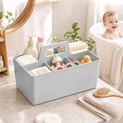 Anyoifax Portable Shower Caddy with Removable Compartment, Large Gray | Plastic Shower Basket Bathroom Caddy Organizer with Handle, College Dorm Storage, Baby Bath Essential, Cleaning Supply Caddy